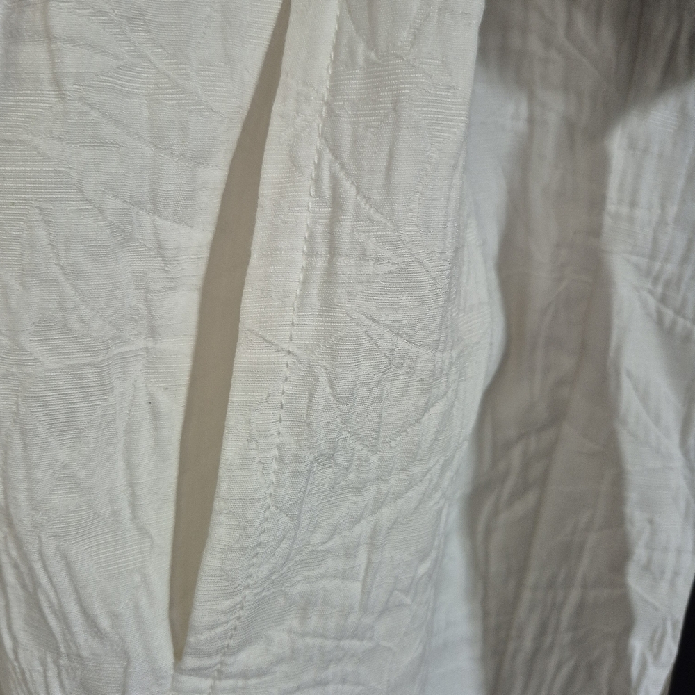 Zara Basics Collection White Textured Black Tie Spring Summer Jacket Medium - Picture 10 of 12